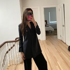 Aritzia Babaton Charcoal Button-Up Blouse